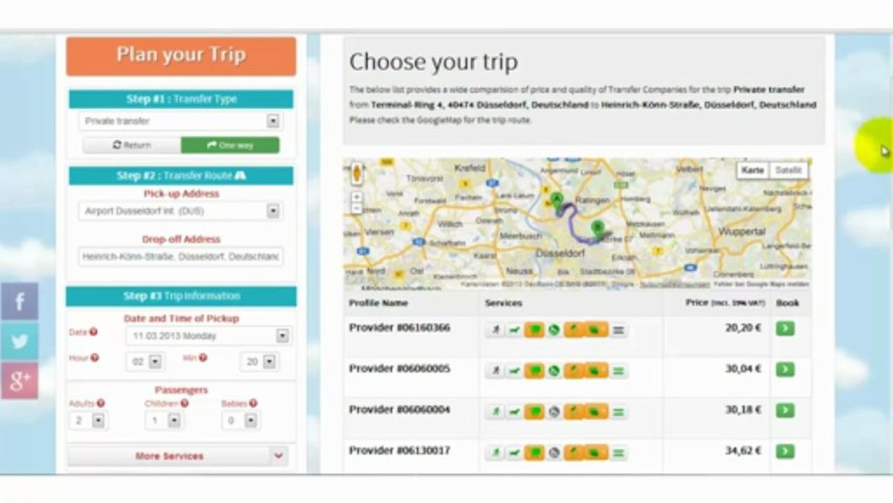Dusseldorf Transfers; best price shuttle services to-from Duesseldorf Airport costs, compare and book
