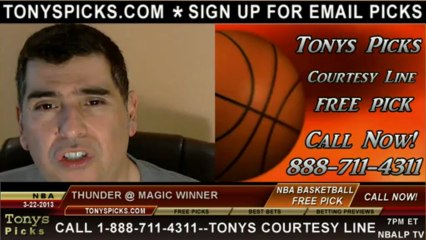 Orlando Magic versus Oklahoma City Thunder Pick Prediction NBA Pro Basketball Odds Preview 3-22-2013