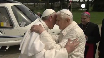 Pope meets former pope in historic encounter