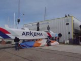 Mise à l'eau Arkema-Région Aquitaine le nouveau Trimaran de Lalou Roucayrol sur NaviguerEnAquitaine.com v2