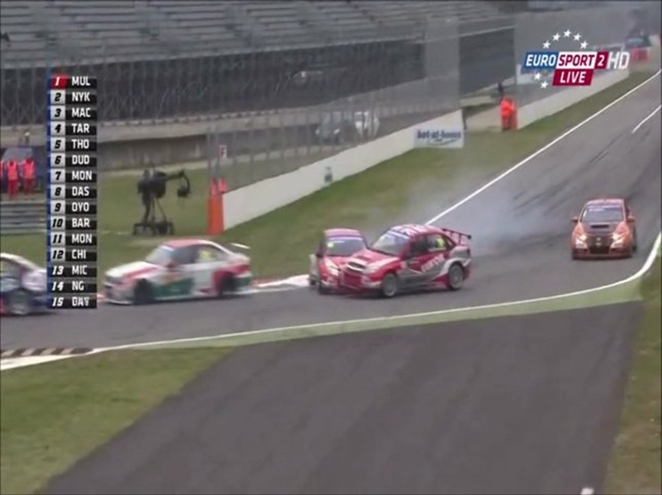 WTCC Monza 2013 Big crash Lada Thompson Dudukalo