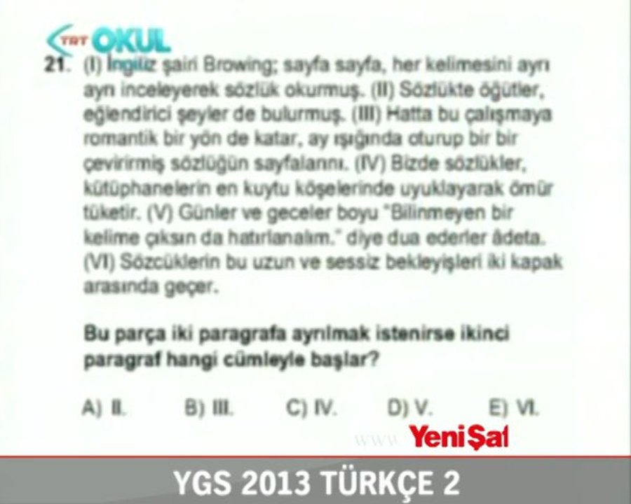 2013 YGS Türkçe - 2