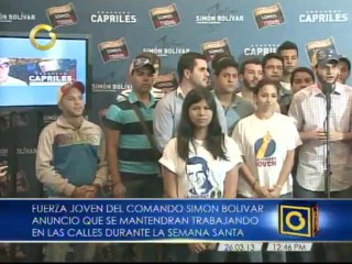 Download Video: Fuerza Joven del Comando Simón Bolívar llevará propuestas de Capriles a playas, plazas y parques en Semana Santa