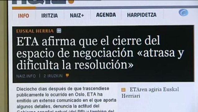 ETA dice que deshacer el espacio negociador tendrá consecuencias negativas