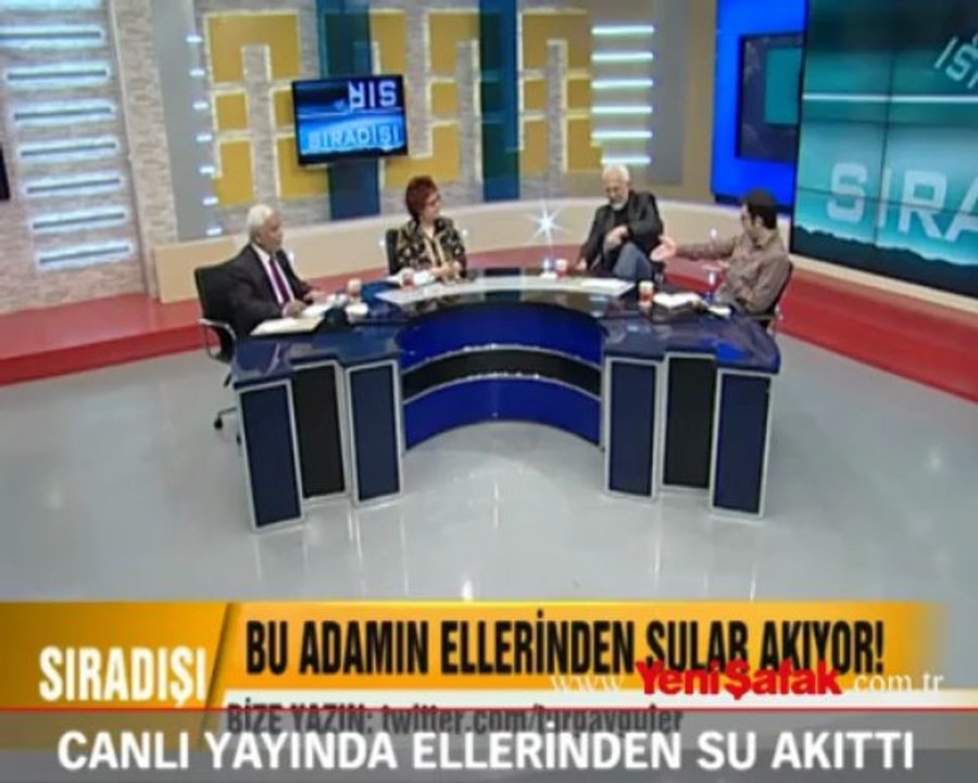 Canlı yayında ellerinden su akıttı