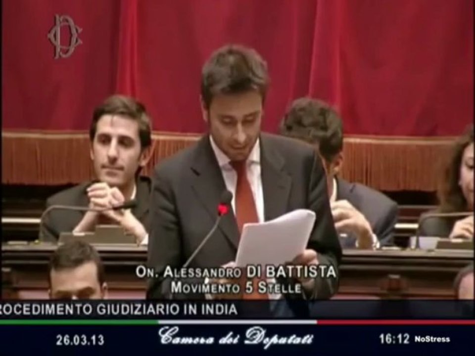 M5S Camera: Alessandro Di Battista sul caso marò
