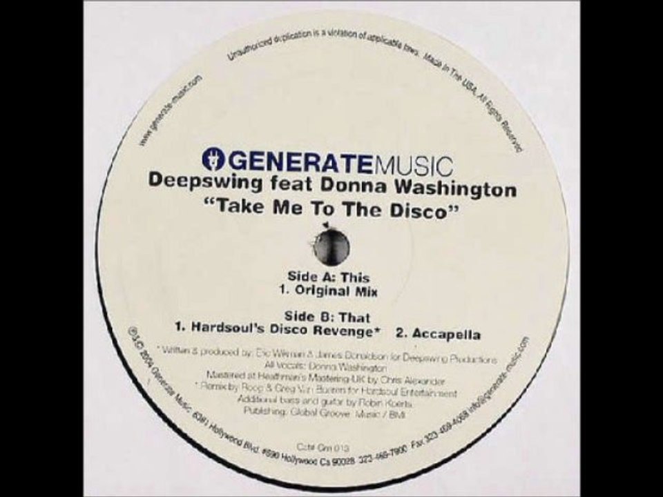 Deepswing ft. Donna Washington - Take me to the disco (Hardsoul's Disco Revenge remix)