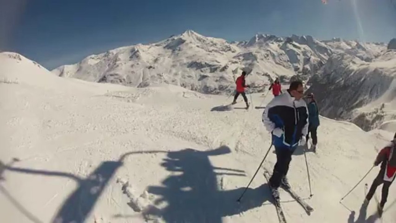 Skiing in Tignes, France, March 2013.