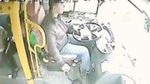 Chinese Bus Driver Dodges Pole Smashing Through Windshield