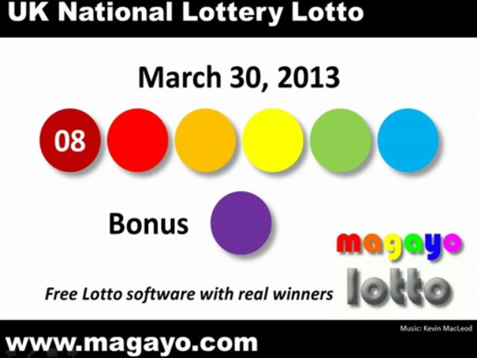 UK National Lottery Lotto Drawing Results for March 30, 2013