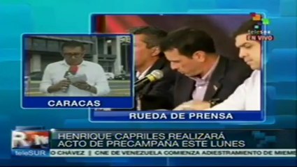 Download Video: Capriles anuncia agenda de su campaña electoral