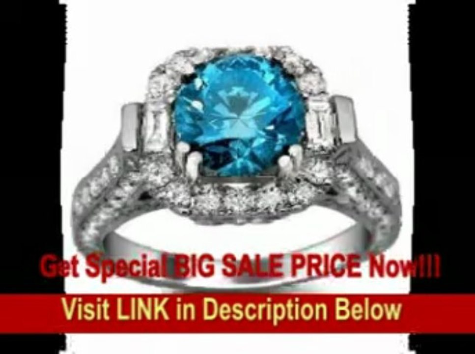 [BEST BUY] 3.53ct Fancy Blue Round Diamond Engagement Ring 18k White Gold