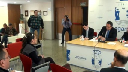 Rueda de prensa del alcalde de Leganés, Jesús Gómez, el 3 de abril de 2013