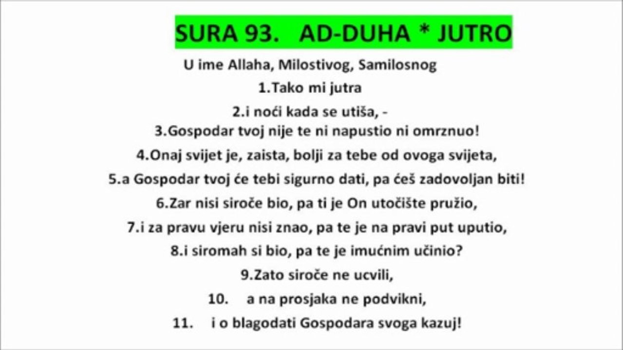 SURA 93.   AD-DUHA - JUTRO