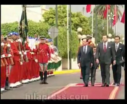 الرئيس الفرنسي هولاند بالمغرب..إستقبال شعبي رسيمي لفرانس هولاند بالمغرب