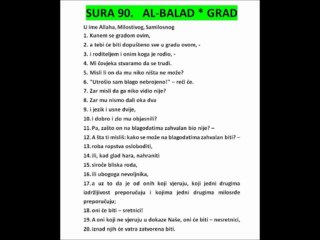 SURA 90.   AL-BALAD * GRAD - KUR'AN NA BOSANSKOM JEZIKU THE HOLY QUR'AN IN BOSNIAN