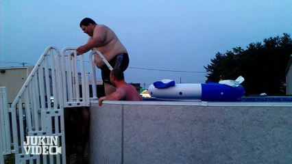Big Man Epic Pool Ladder Fail