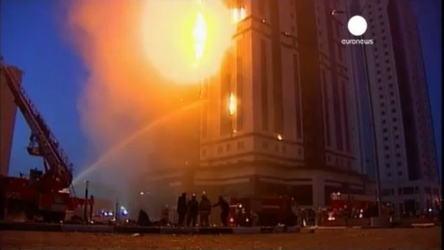 Brand new Grozny high rise goes up in flames