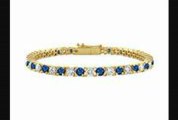 Sapphire And Diamond Tennis Bracelet  14k Yellow Gold  3.00 Ct Tgw
