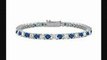 Sapphire And Diamond Tennis Bracelet  14k White Gold  3.00 Ct Tgw