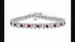 Ruby And Diamond Tennis Bracelet  18k White Gold  3.00 Ct Tgw