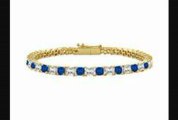 Sapphire And Diamond Tennis Bracelet  14k Yellow Gold  3.00 Ct Tgw