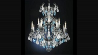 Schonbek 357222aq Renaissance Rock Crystal 12 Light Two Tier Chandelier In Heirloom Gold With Aqua & Clear Crystal