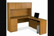 Bestar 608741668 Embassy Lshaped Workstation Kit Kit Including Assembled Pedestal In Cappuccino Cherry Finish
