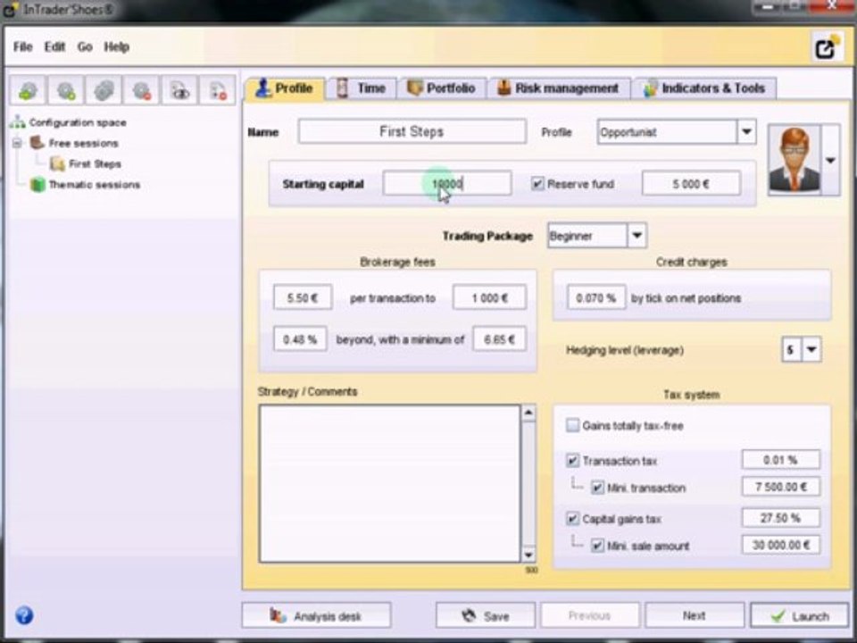 Paramétrer votre simulation de trading : Logiciel InTrader'Shoes