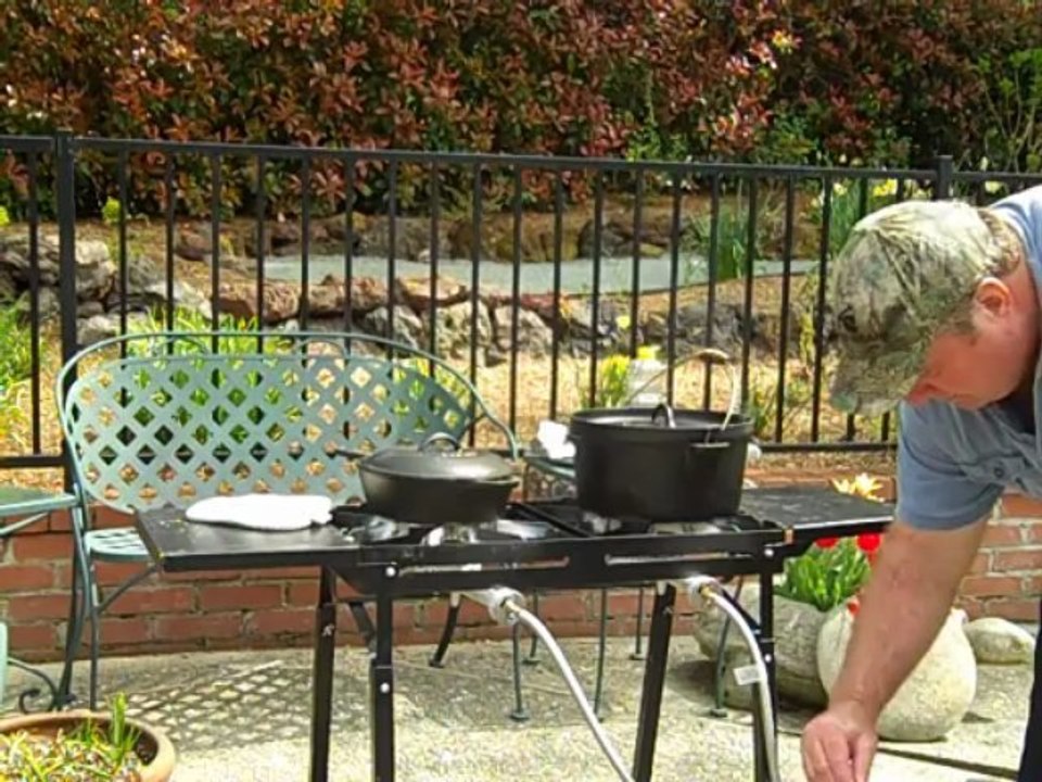 Fried Chicken on a Bayou Classic Dual Burner Outdoor Patio Stove