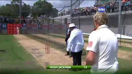 Wolverine (Hugh Jackman) facing Shane Warne