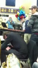 Tuba player falls asleep during band