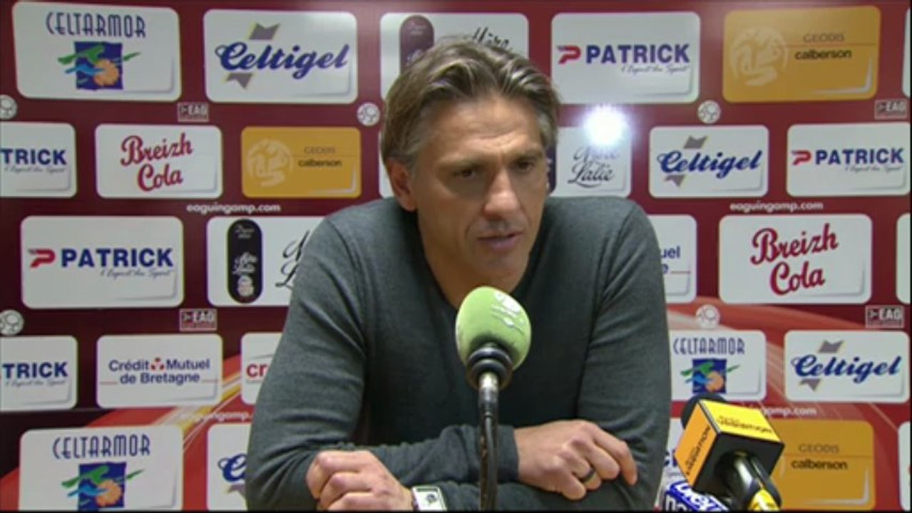 Conférence de presse EA Guingamp - Clermont Foot : Jocelyn GOURVENNEC (EAG) - Régis BROUARD (CFA) - saison 2012/2013