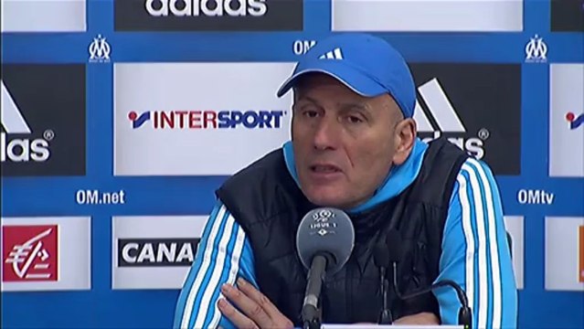 Conférence de presse Olympique de Marseille - Girondins de Bordeaux : Elie BAUP (OM) - Francis GILLOT (FCGB) - saison 2012/2013