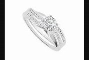 Diamond Engagement Ring With Wedding Band Sets 14k White Gold  1.00 Ct Tdw