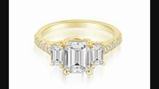 1.65 Ct Lucida Threestone Diamond Emerald Cut Engagement Ring In 14k Yellow Gold (hi Color, I1 Clarity)