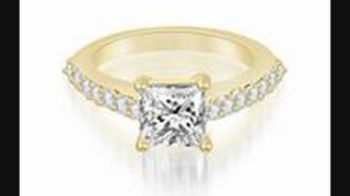 1.3 Ct Cathedral Round And Princess Cut Diamond Engagement Ring In 14k Yellow Gold (hi Color, I1 Clarity)