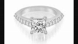 1.3 Ct Cathedral Round And Princess Cut Diamond Engagement Ring In 14k White Gold (hi Color, I1 Clarity)