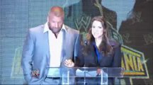 Paul Triple H Levesque & Stephanie McMahon appear at the WrestleMania 29 Press Conference