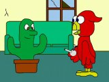 Let's Smoke Pot - Bird & Cactus Cartoon