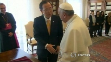 U.N.'s Ban Ki-moon meets Pope Francis