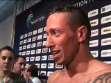 Championnats de France de natation. Bousquet et Manaudou après la finale du 50 m papillon