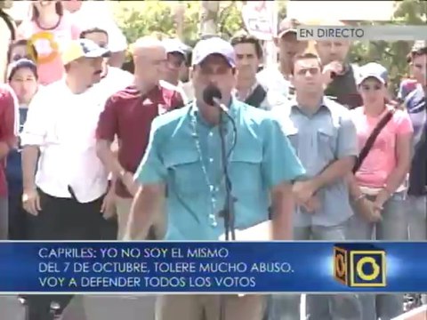Capriles: Yo no soy el mismo del 7 de octubre, voy a defender los votos de toda Venezuela