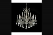 Schonbek 568227a Milano 12 Light Two Tier Chandelier In Parchment Gold With Swarovski Spectra Clear Crystal