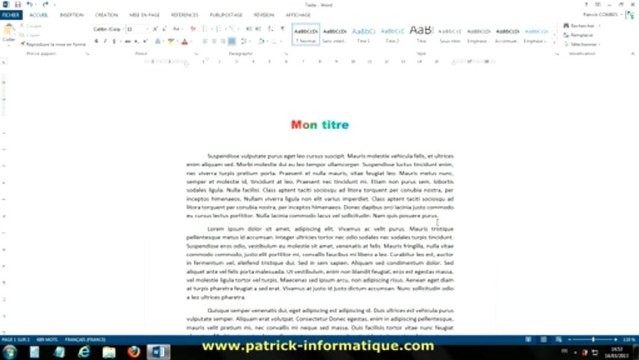 Tuto Word 2013 - Encadrer texte, Titre, Page - Extrait