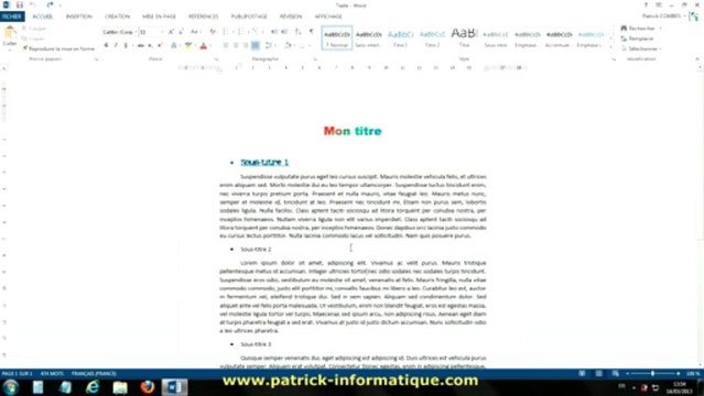 Tuto Word 2013 - Reproduire et supprimer rapidement une mise en forme - Extrait