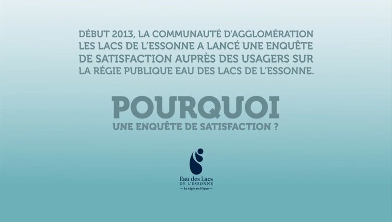 Enquête de satisfation Eau des Lacs de l'Essonne