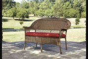 Garden Oasis Fox River Stackable Wicker Loveseat Brown With Red Cushion  Grand Basket Company Inc.