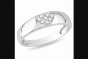 Amour 0.06 Ct Diamond Fashion Ring Set In 10k White Gold (gh I2i3)  Amour