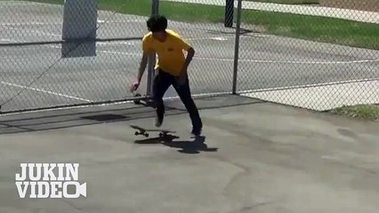 Skater Falls Face First on Rail